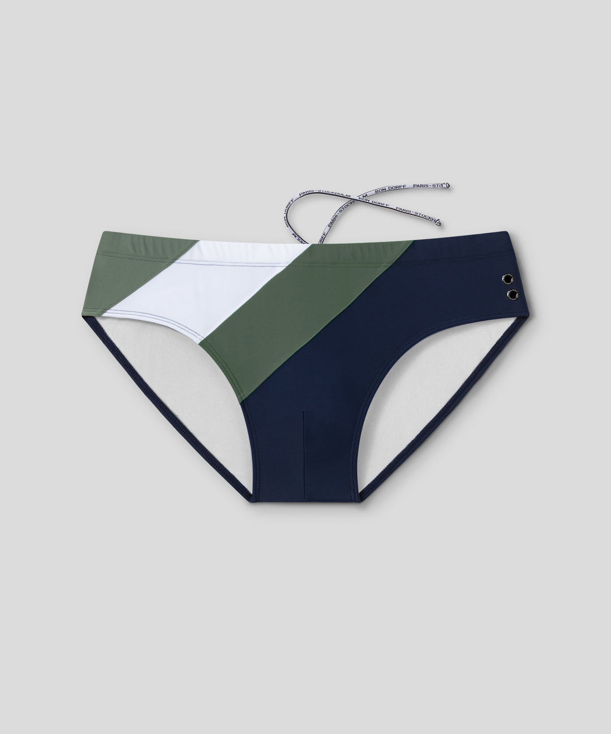 RON DORFF - Ignacio in RD striped swim briefs. Find the collection:   #RonDorff #Menswear #Swimwear #IgnacioOndategui  @ignacioondategui @smiggi