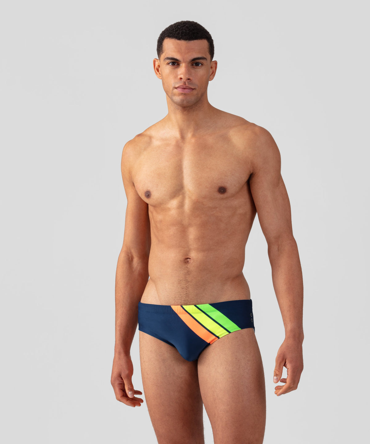 Swim Briefs Neon Stripes: Navy