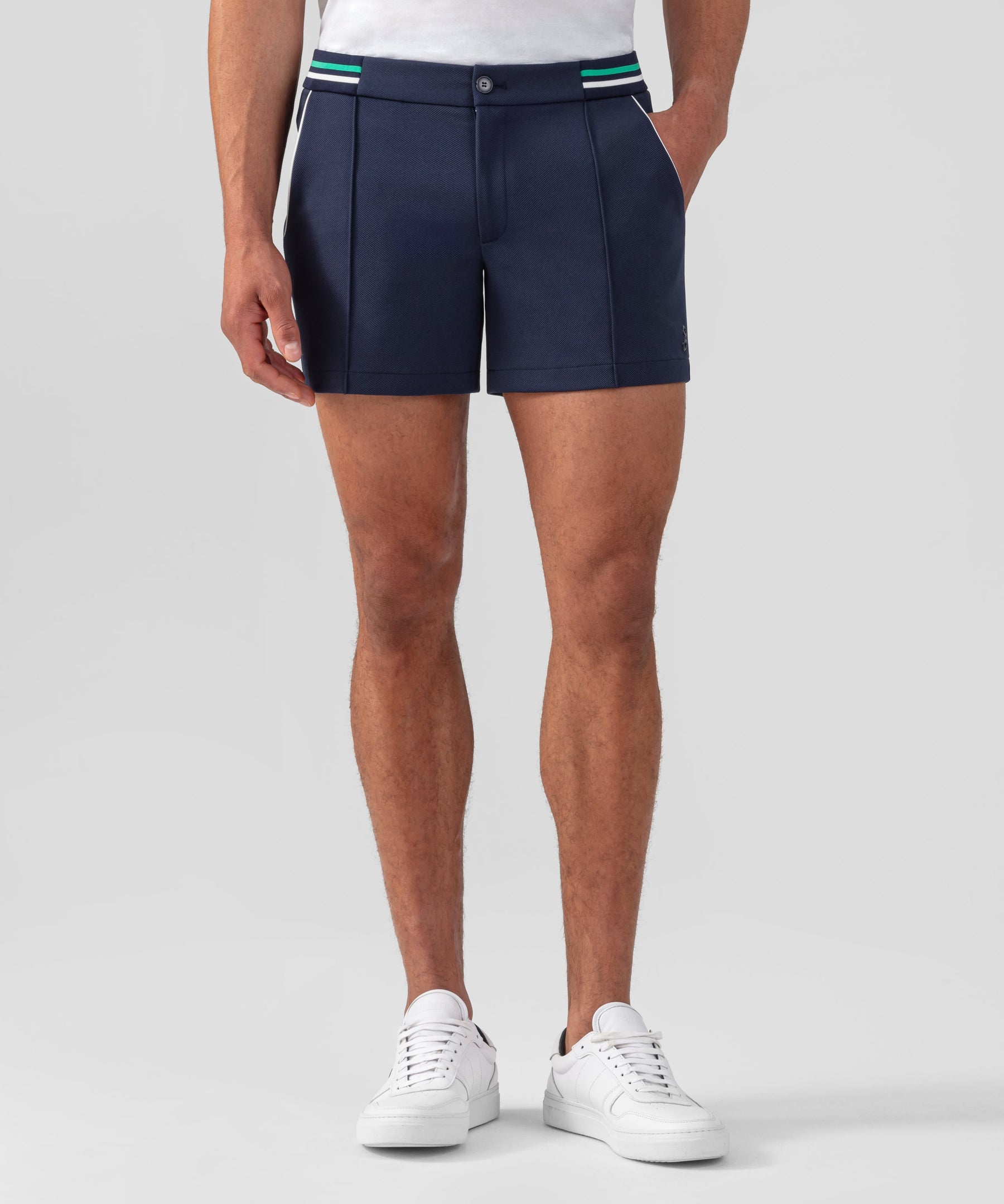 RD Tennis Shorts w. Striped Waist: Navy