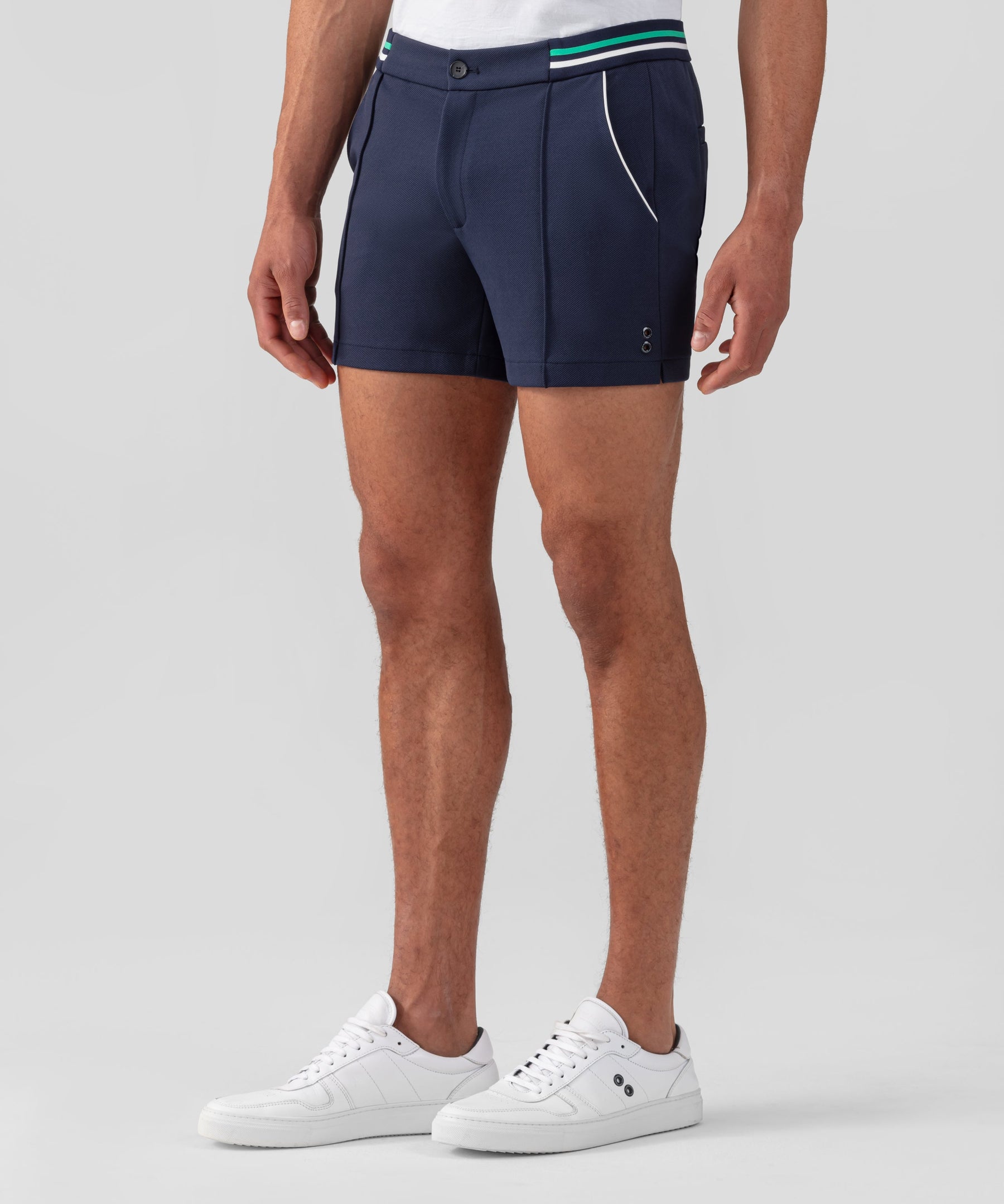 RD Tennis Shorts w. Striped Waist: Navy