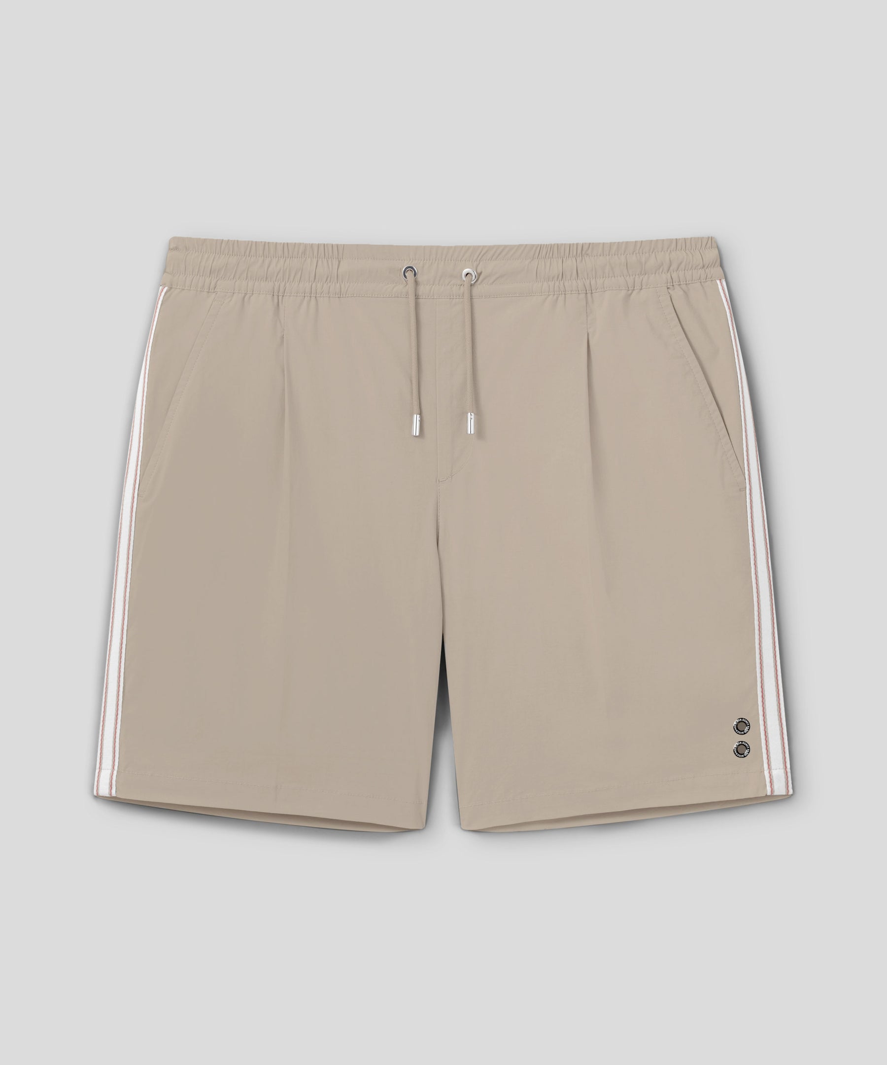 Light Sports Shorts w. Side Stripes: Taupe Grey