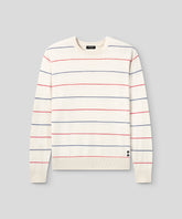 Cotton-Silk Cashmere Sweater w. Tennis Stripes: Off White