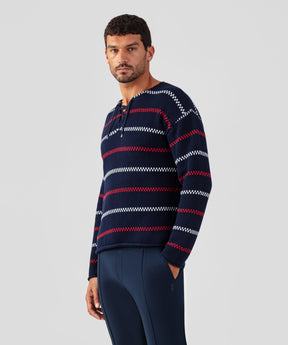 Swedish Fisherman Cotton Sweater: Navy