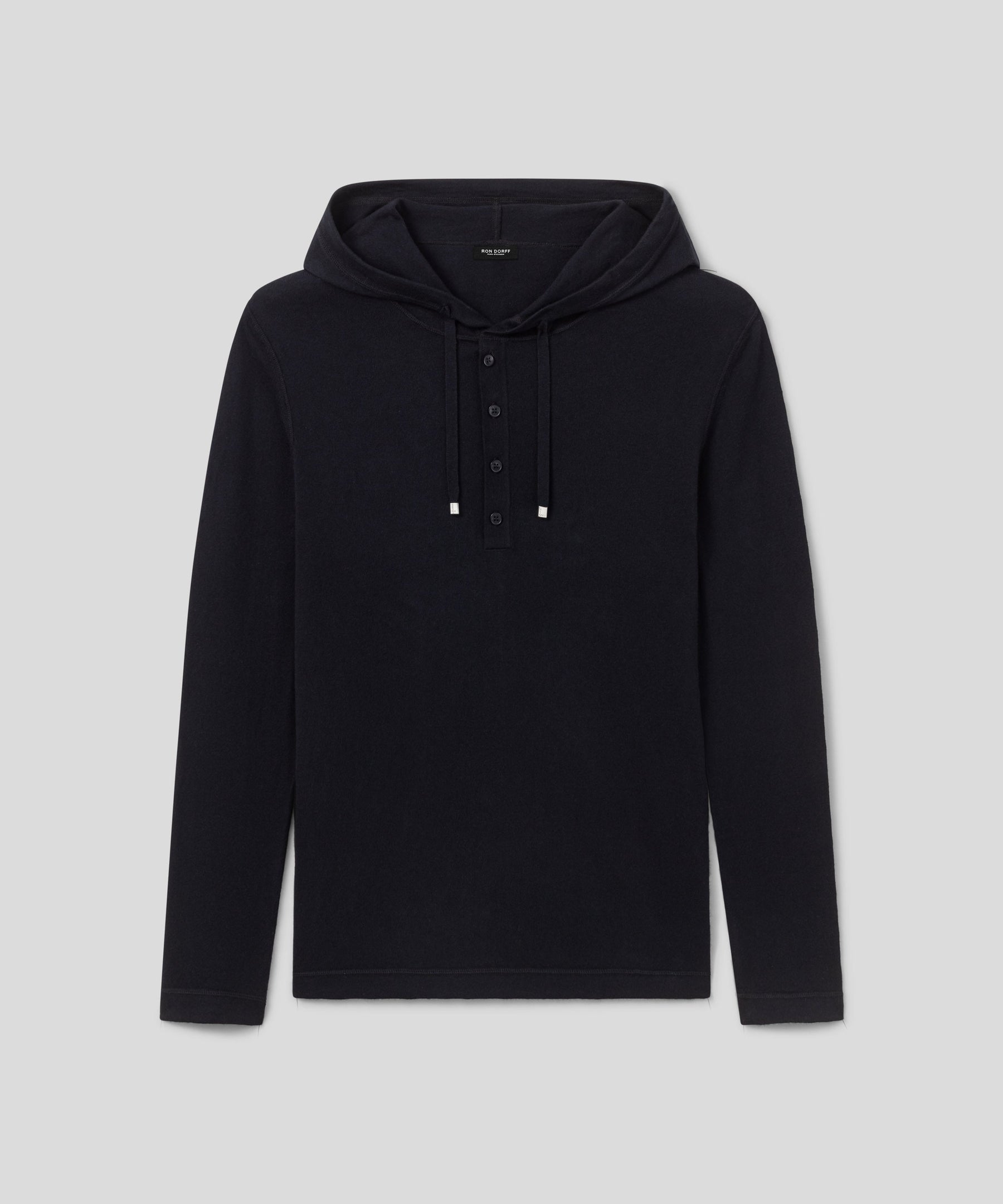 Light Cotton-Silk Hoodie Sweater: Black