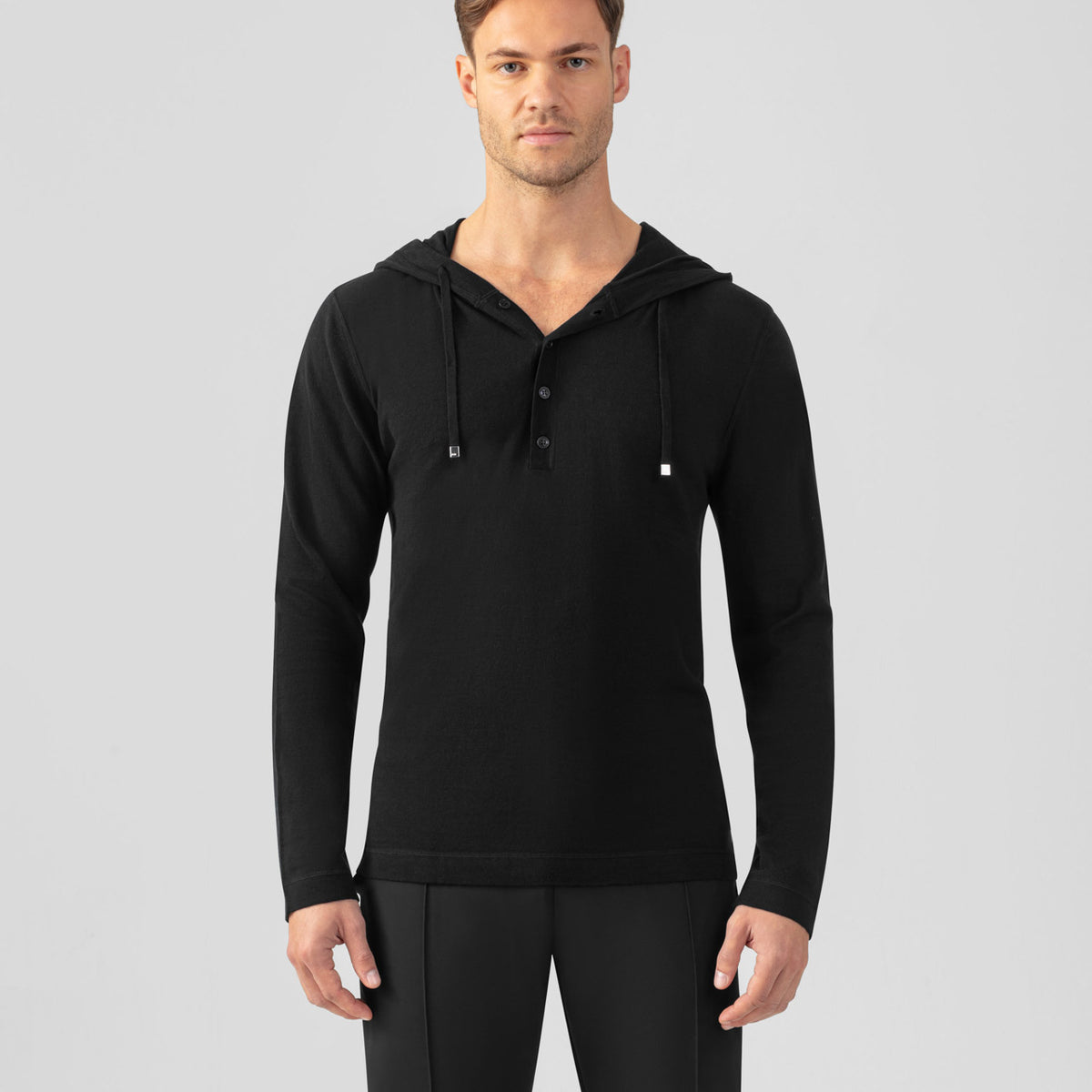 Light Cotton-Silk Hoodie Sweater: Black | Ron Dorff Light Cotton-Silk Hoodie Sweater: Black | Ron Dorff