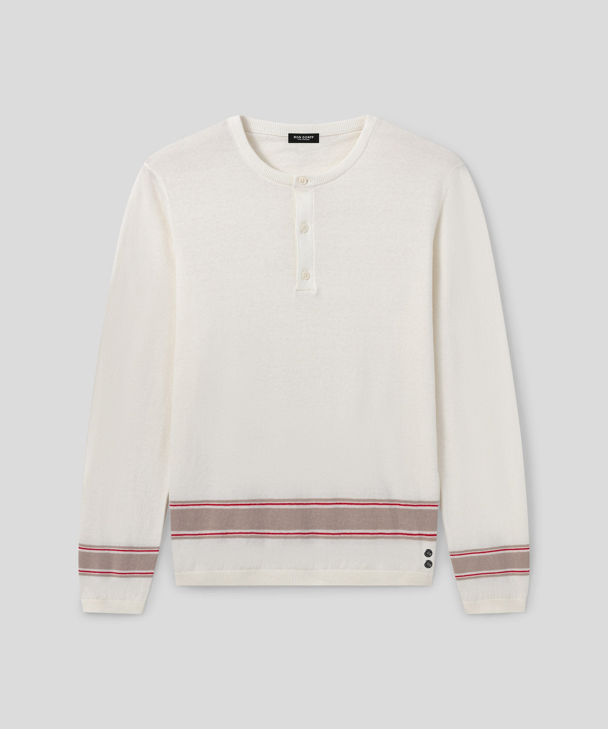 Cotton Linen Henley Sweater: Off White