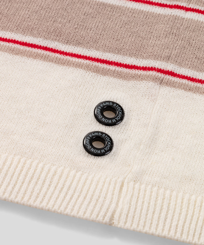 Cotton-Linen Henley Sweater: Off White