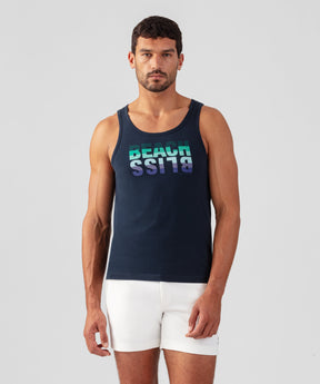 Organic Cotton Tank Top "BEACH BLISS": Navy