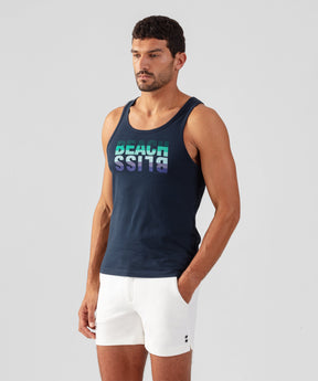 Organic Cotton Tank Top "BEACH BLISS": Navy