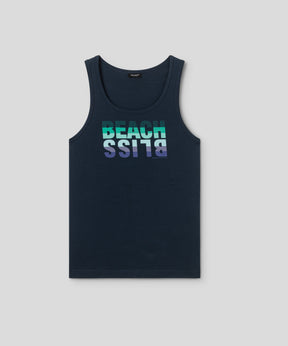 Organic Cotton Tank Top "BEACH BLISS": Navy