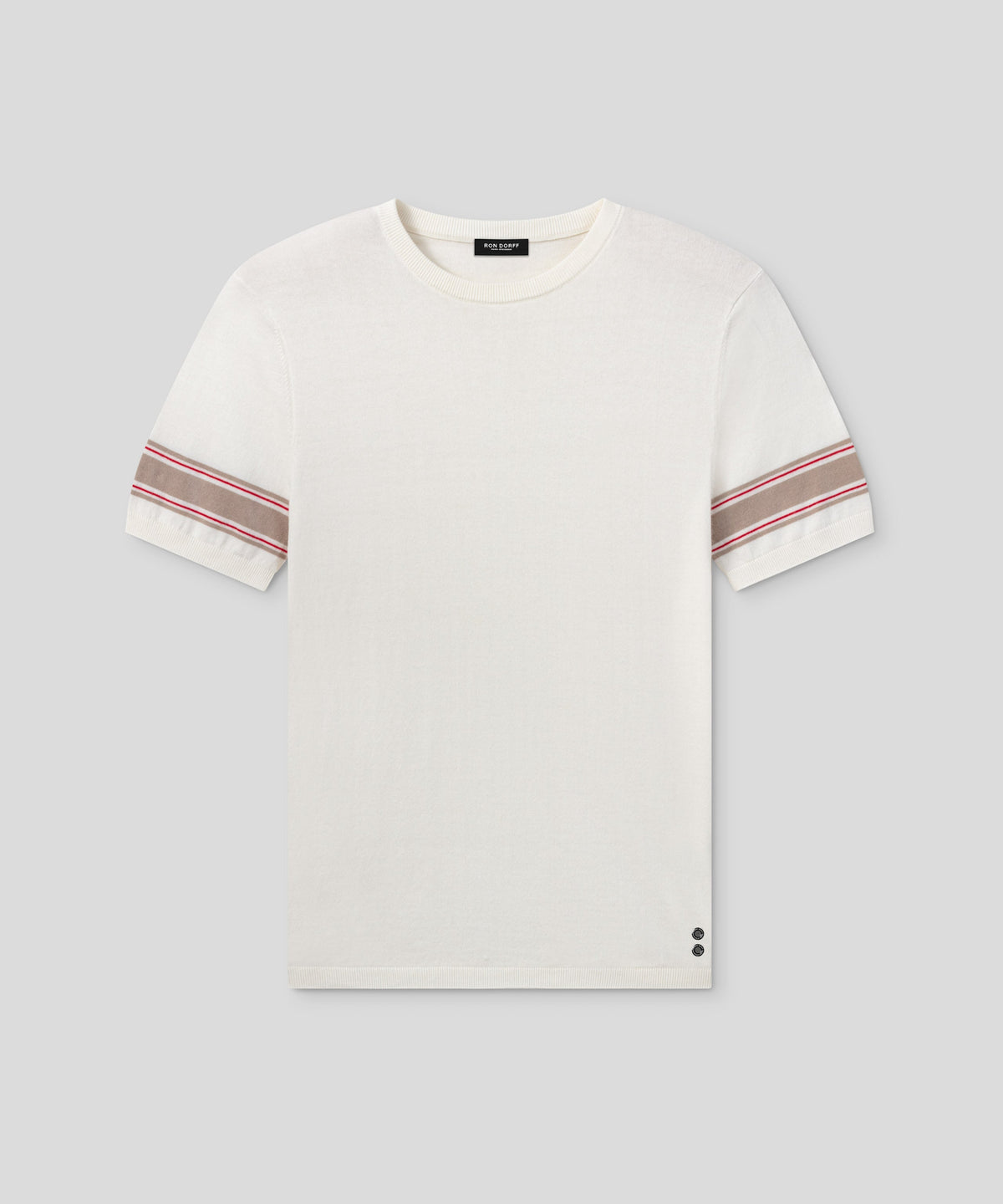 Knitted T-Shirt w. Placed Stripes: Off White