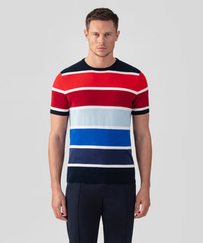 Knitted T-Shirt w. Big Stripes: Deep Blue
