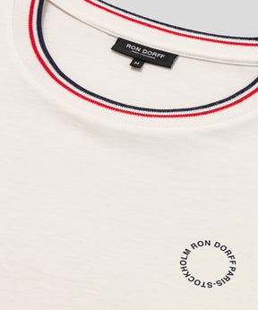 T-Shirt w. Striped Ribs: Off White
