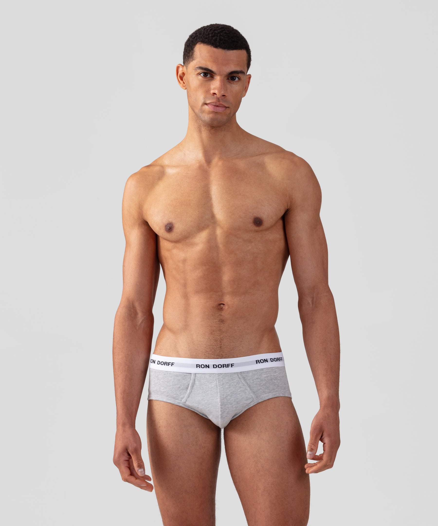 RON DORFF Y-Front Briefs Kit: Heather Grey/Army Green/Deep Blue