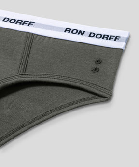 RON DORFF Y-Front Briefs Kit: Heather Grey/Army Green/Deep Blue