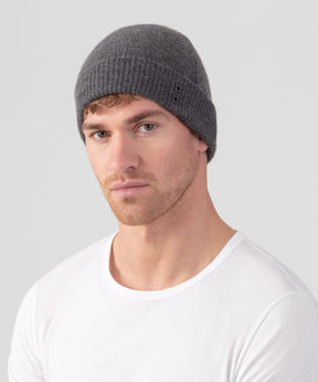 Cashmere Beanie: Dark Grey Melange