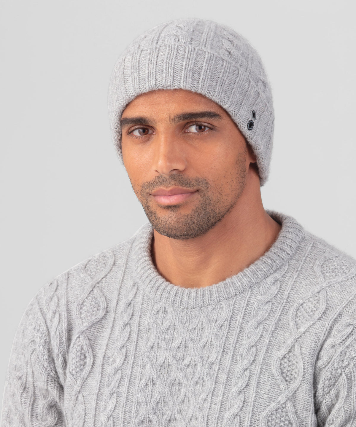 Wool Cashmere Telemark Beanie: Grey Melange