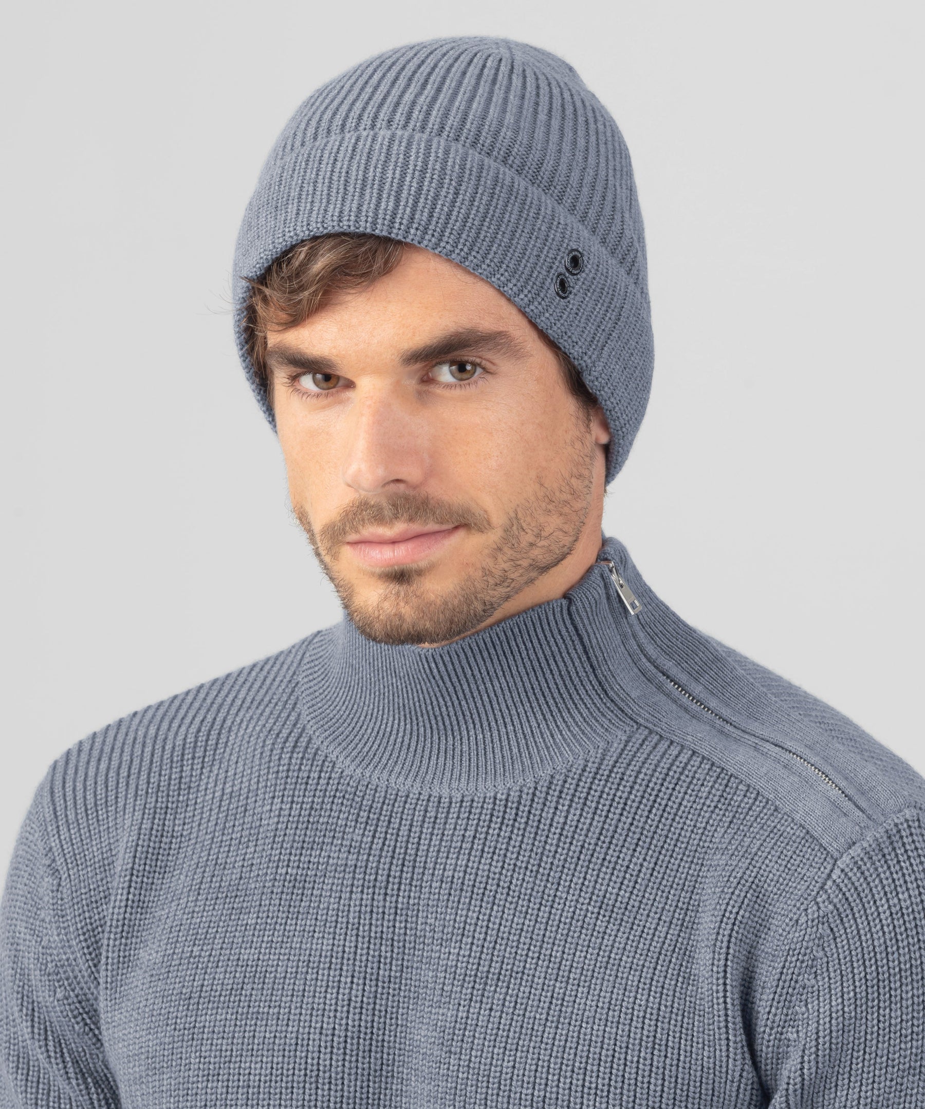 Wool Ribbed Beanie: Glacial Blue