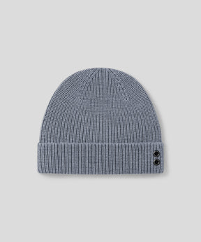 Wool Ribbed Beanie: Glacial Blue