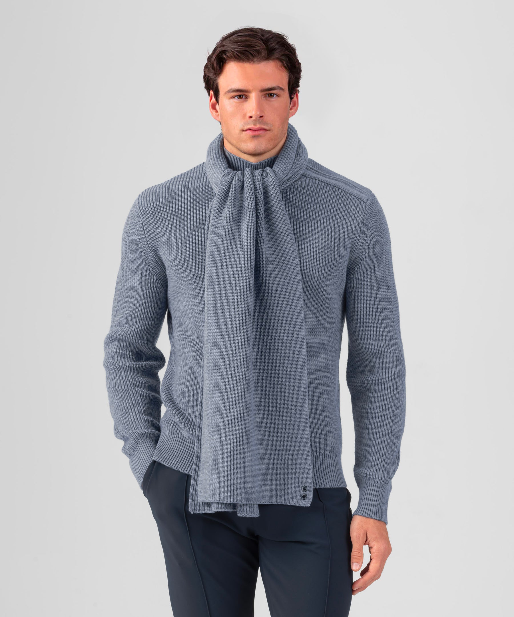 Wool Ribbed Scarf: Glacial Blue