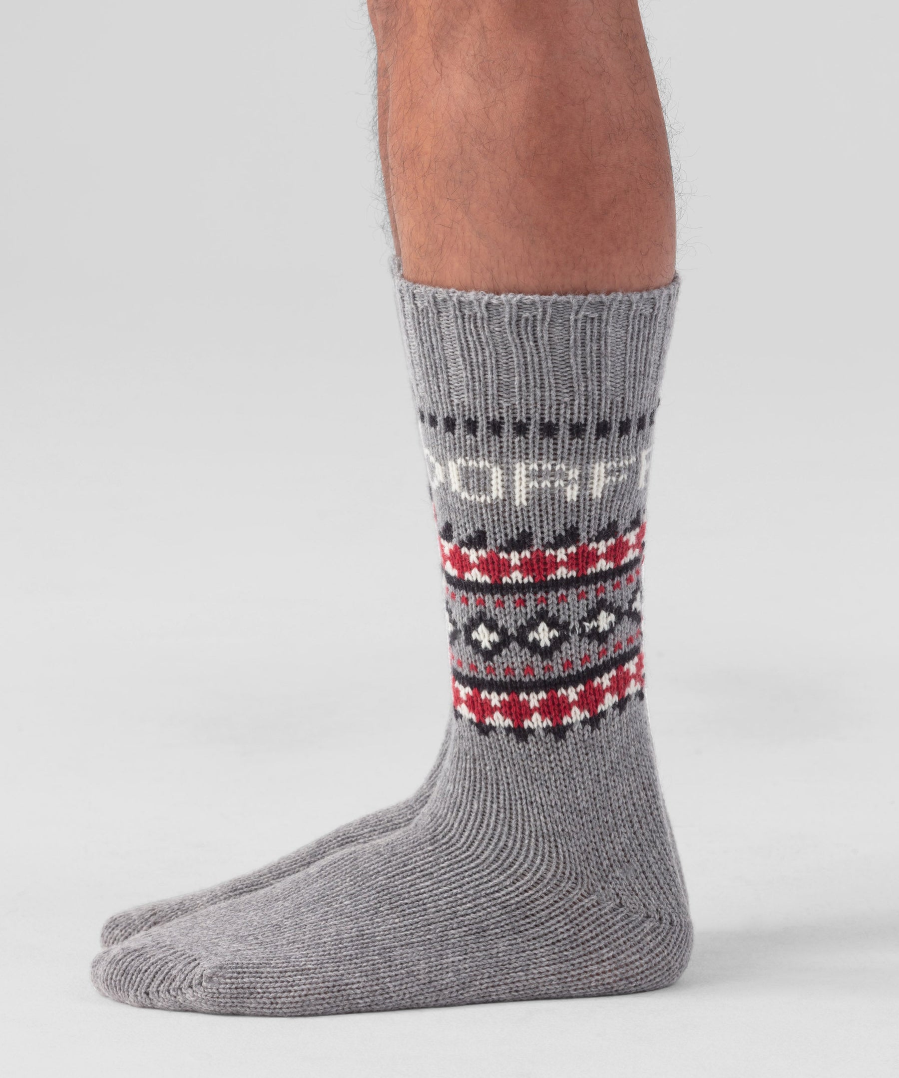 Fjällsocks w. Nordic Pattern: Grey Melange