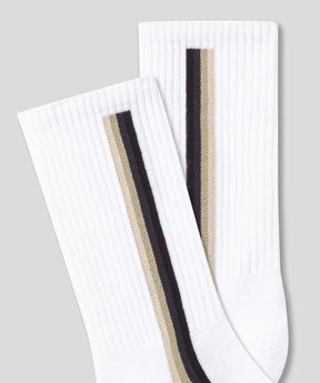 Sports Socks w. Side Lines: Off White