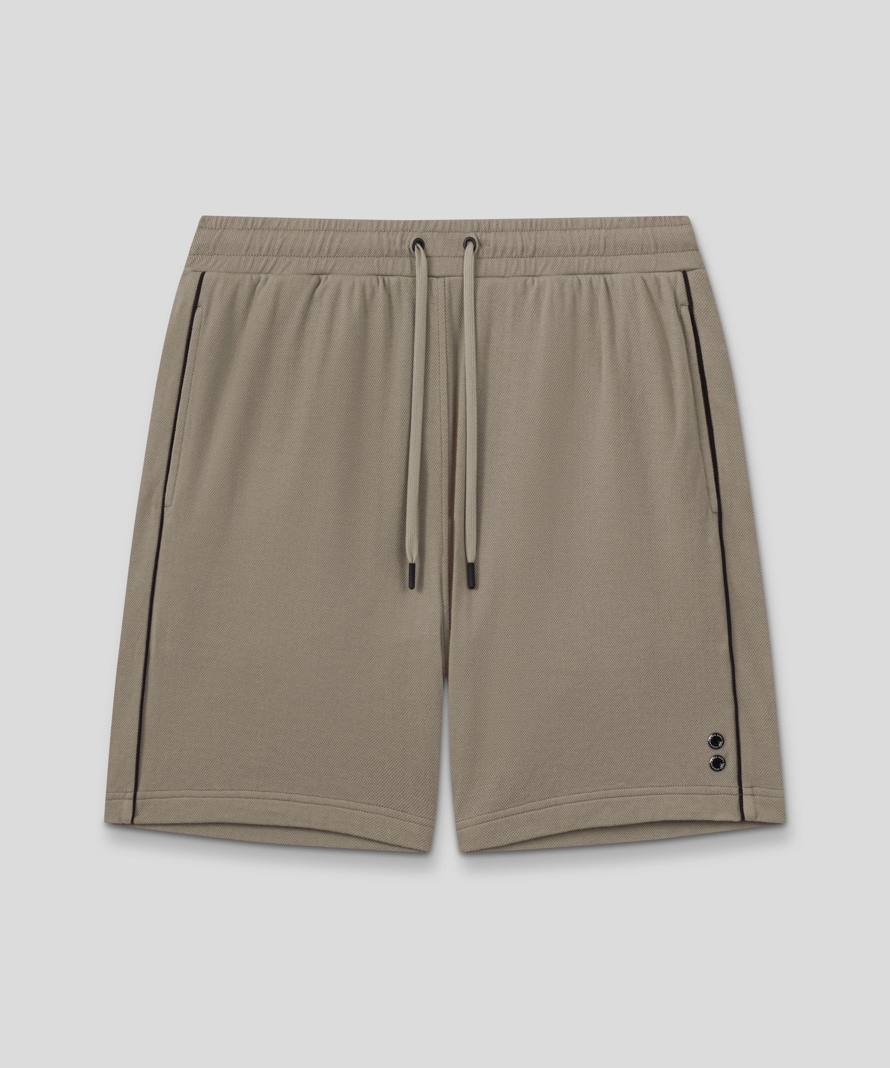 Cotton Piqué Jogging Shorts w. Piping: Dusty Beige