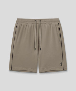 Cotton Piqué Jogging Shorts w. Piping: Dusty Beige