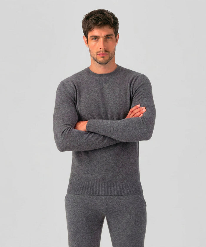 Cashmere Sweater: Dark Grey Melange