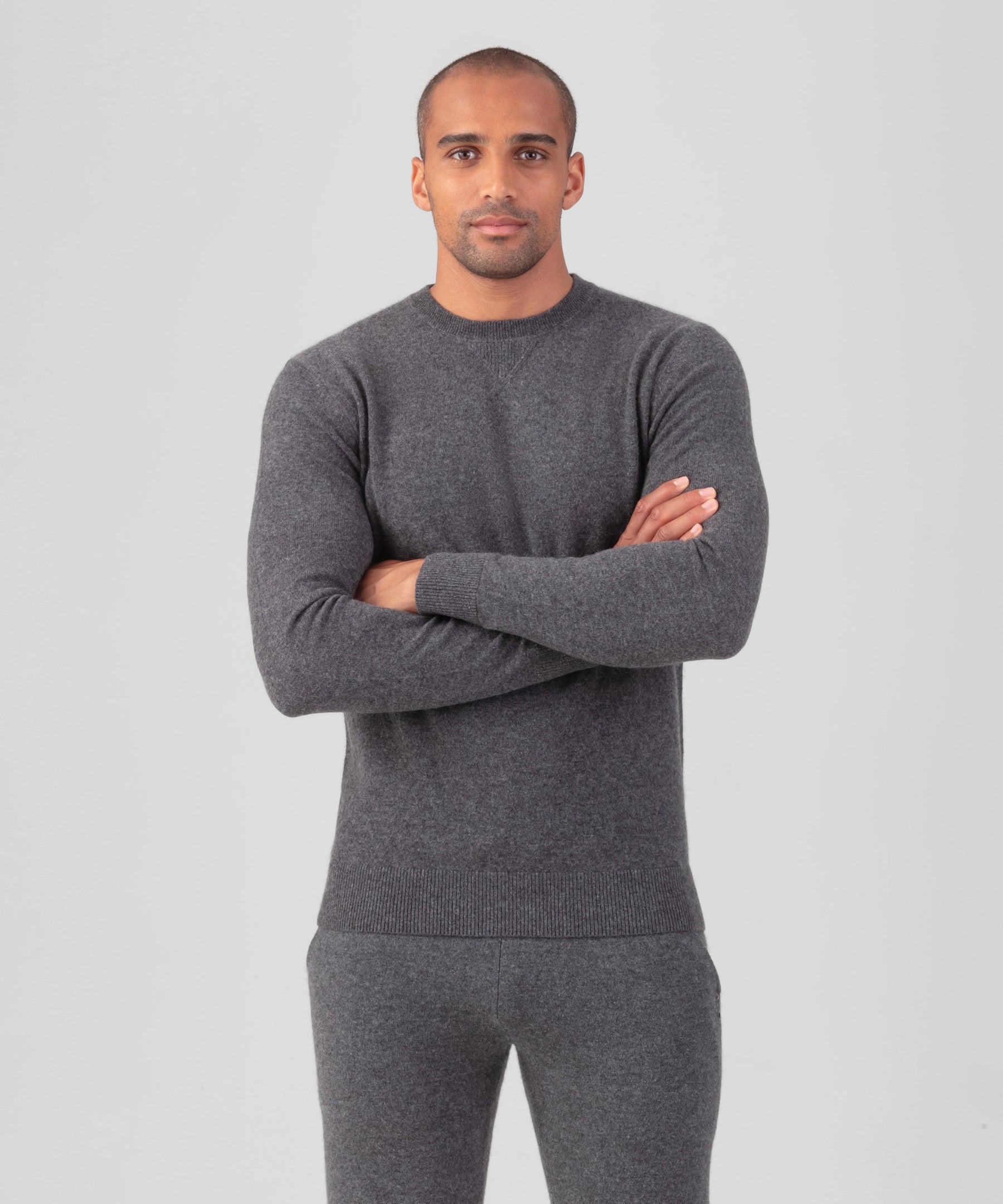 Cashmere Sweater: Dark Grey Melange