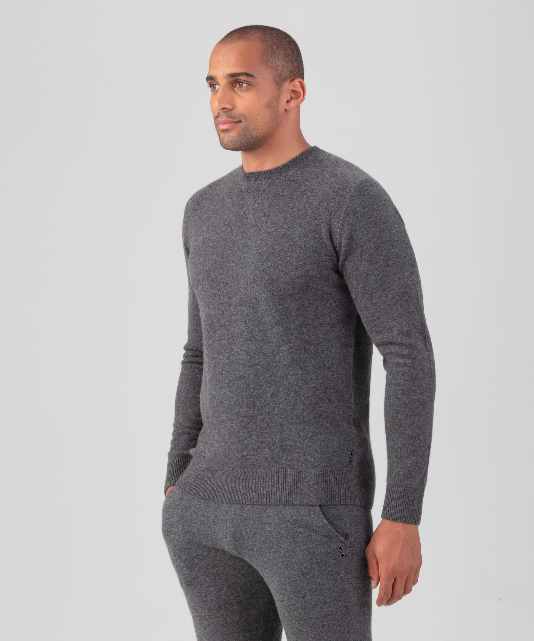 Cashmere Sweater: Dark Grey Melange