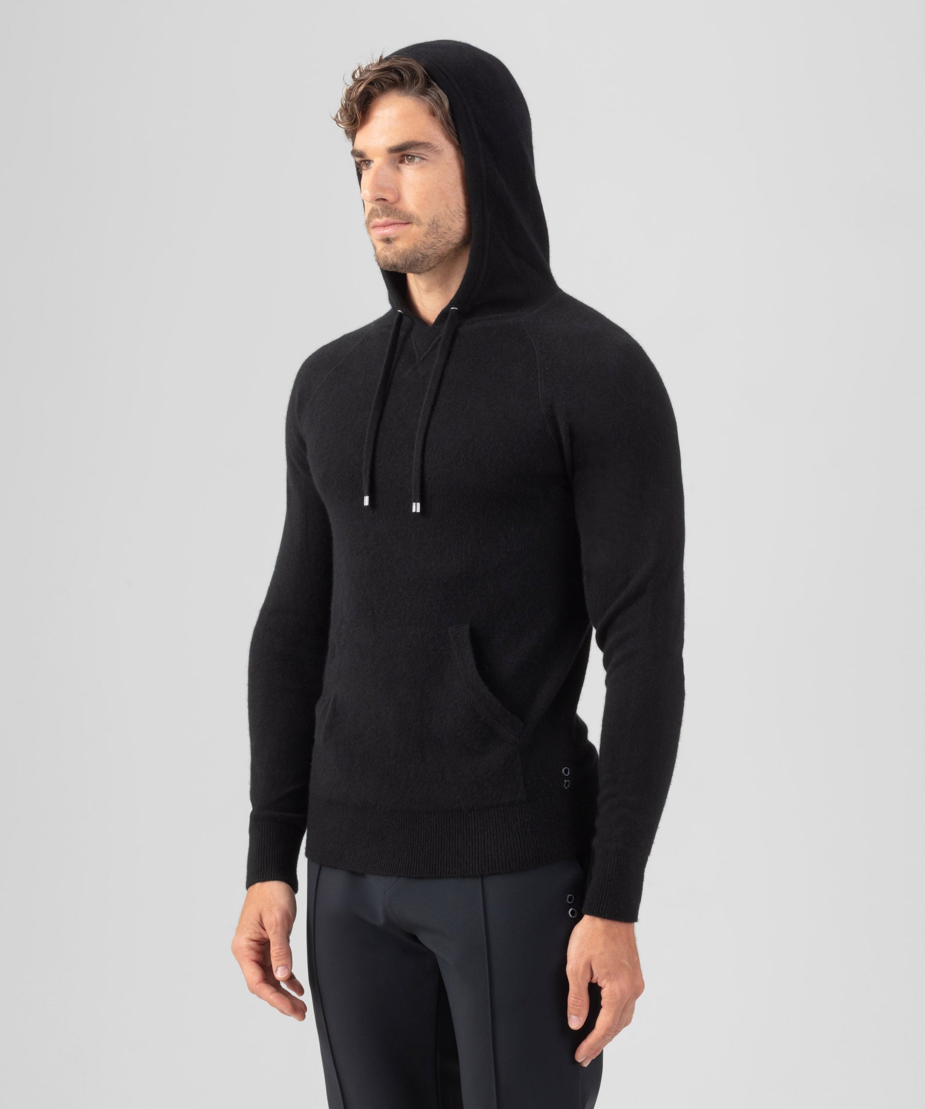 Wool Cashmere Hoodie: Black