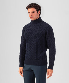 Wool Cashmere Telemark Sweater Turtle Neck: Navy