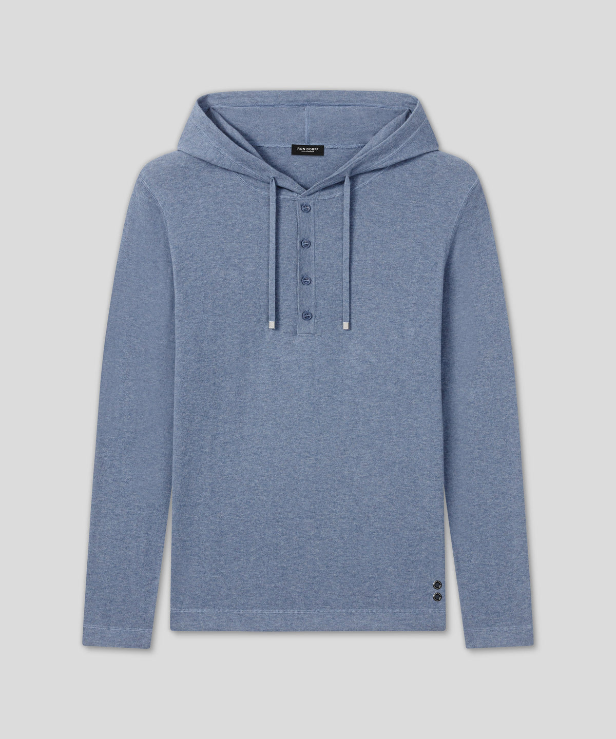 Light Cotton-Silk Hoodie Sweater: Glacial Blue