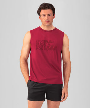 Organic Cotton Sleeveless T-Shirt "DISCIPLINE": Burnt Red
