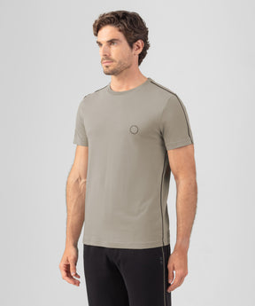 Organic Cotton T-Shirt w. Piping: Dusty Beige