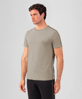 Organic Cotton T-Shirt w. Piping: Dusty Beige