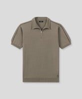 Cotton-Silk RD Polo w. Piping: Dusty Beige