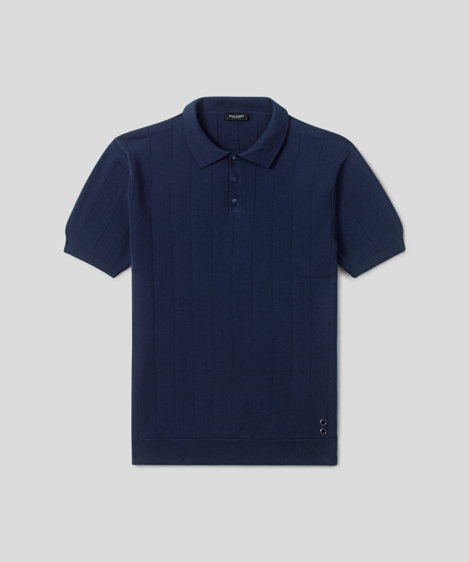 Cotton Tennis Polo w. Vertical Lines: Navy