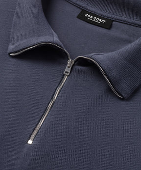 Cotton Piqué Polo w. Piping: Lava Grey