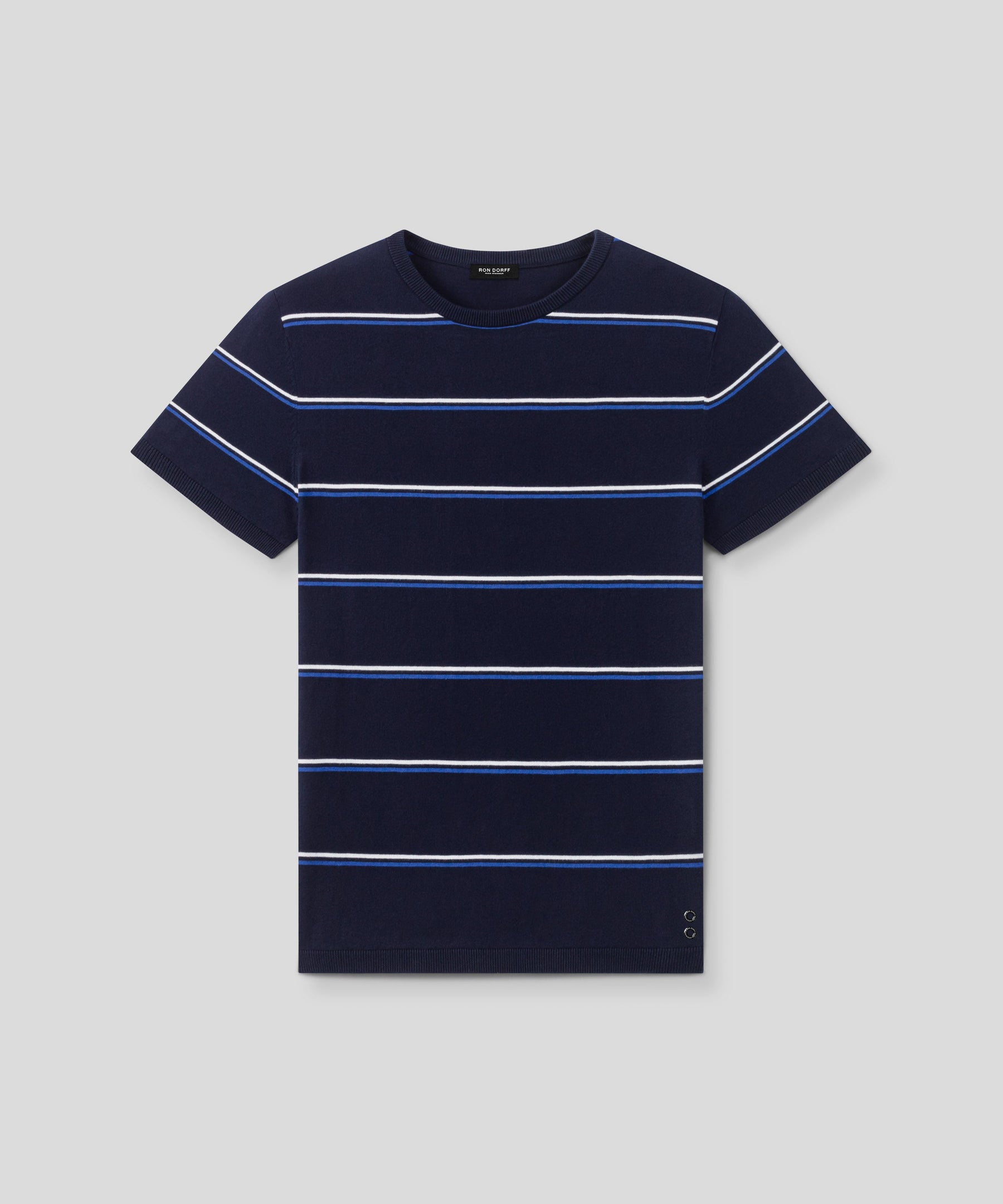 Knitted Striped T-Shirt: Navy