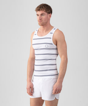 Ribbed Tank Top w. Double Stripes: Optic White