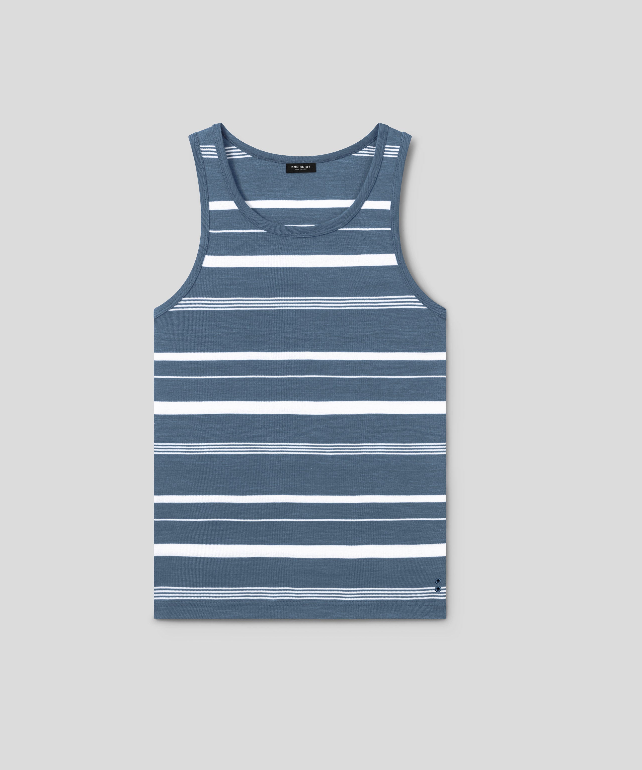 Ribbed Tank Top w. Irregular Stripes: Bering Sea | Ron Dorff