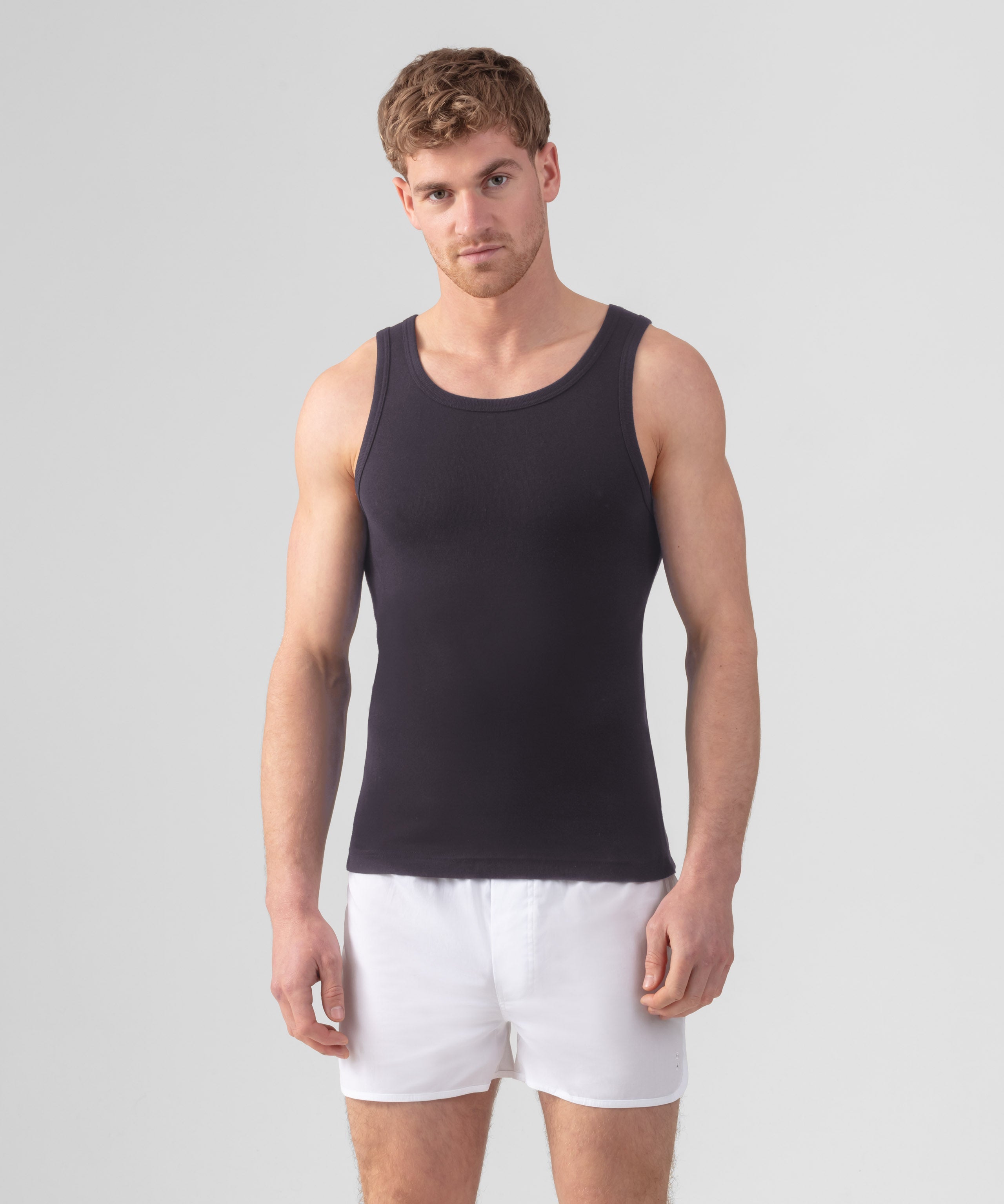 Ribbed Tank Top: Lava Grey | Ron Dorff