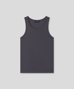 Ribbed Tank Top: Lava Grey