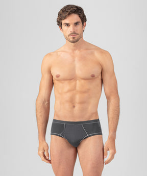 Y-Front Briefs w. Piping: Lava Grey