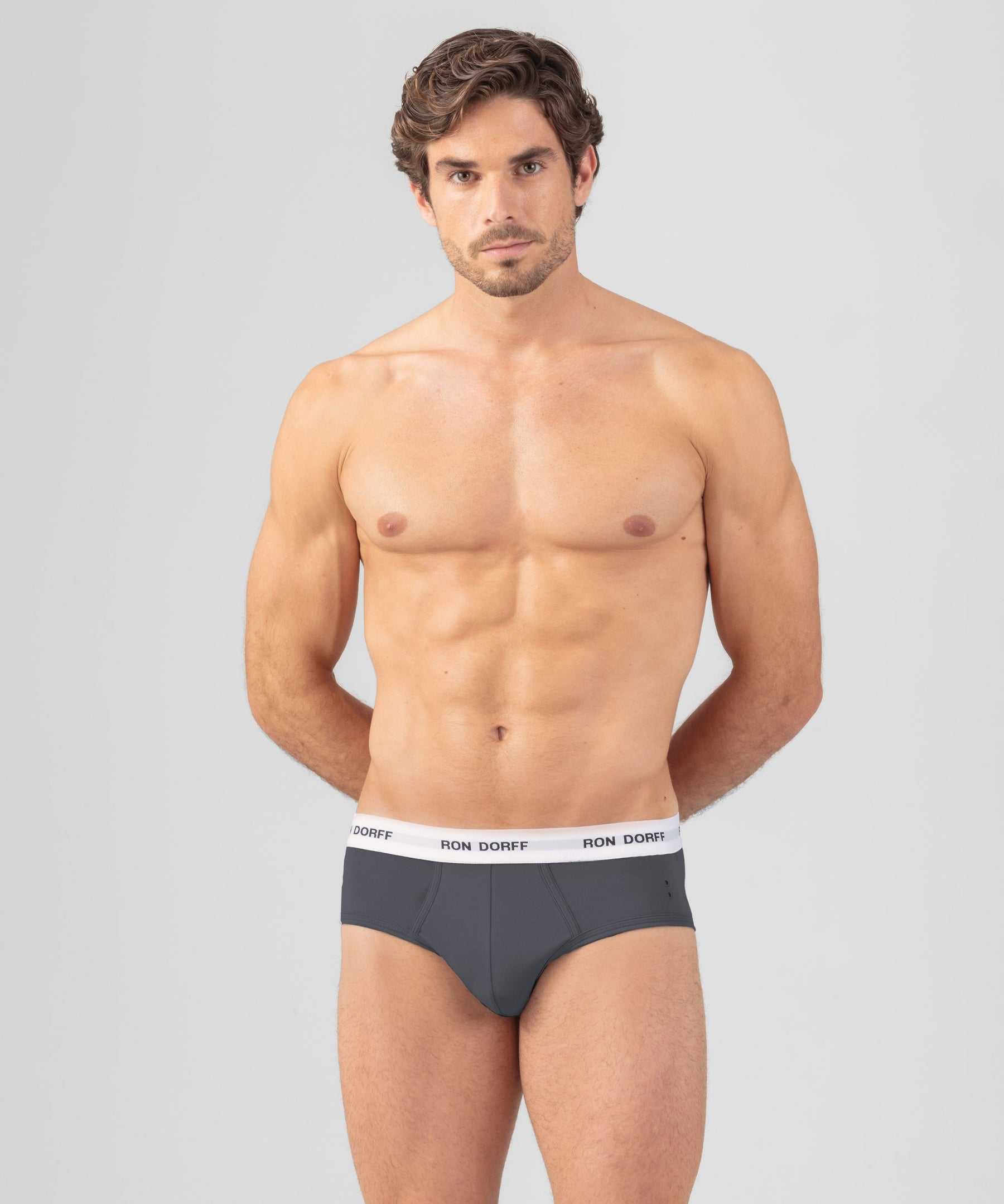 RON DORFF Y-Front Briefs: Lava Grey