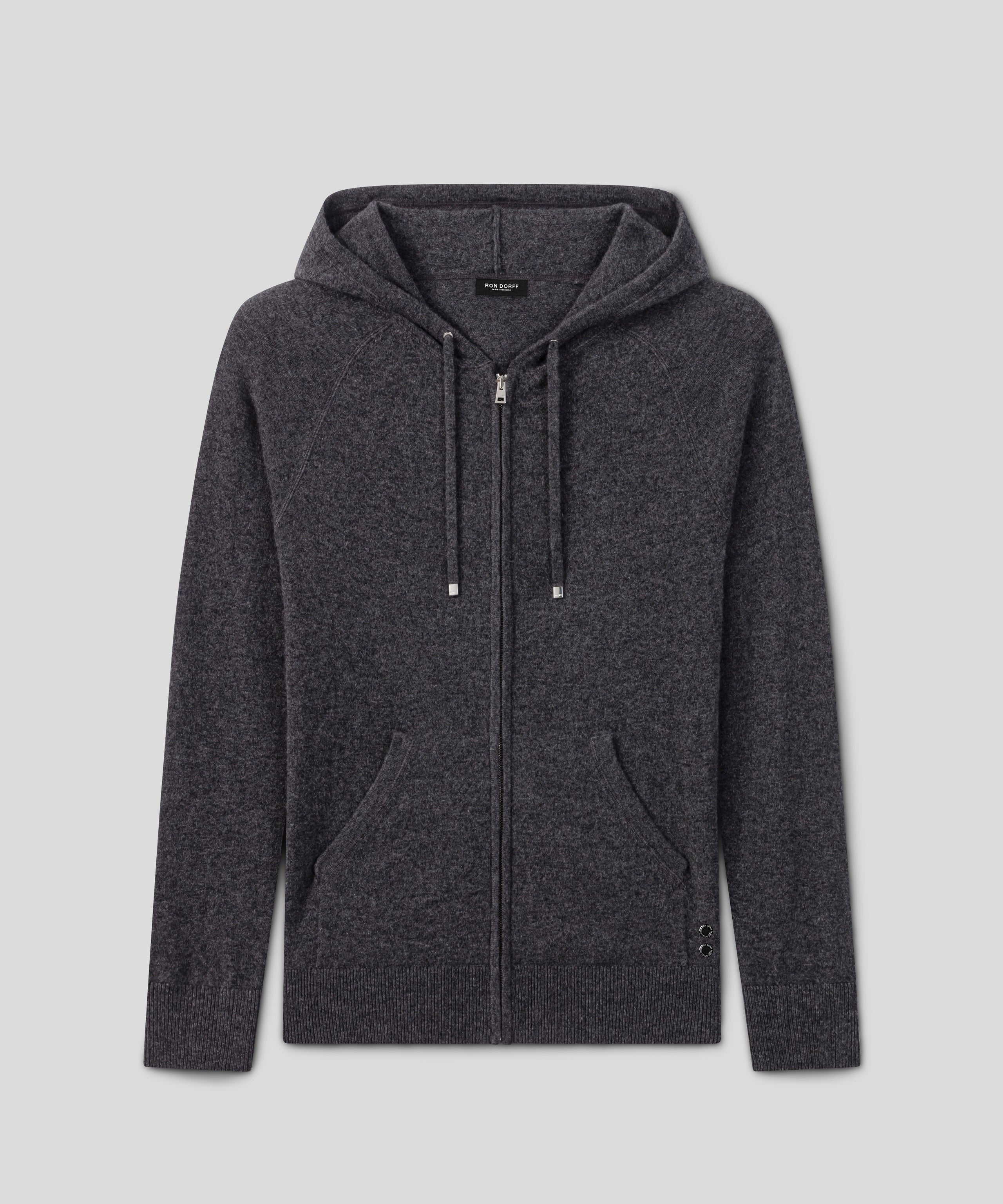 Cashmere Zipped Hoodie: Dark Grey Melange | Ron Dorff