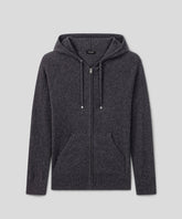 Cashmere Zipped Hoodie: Dark Grey Melange