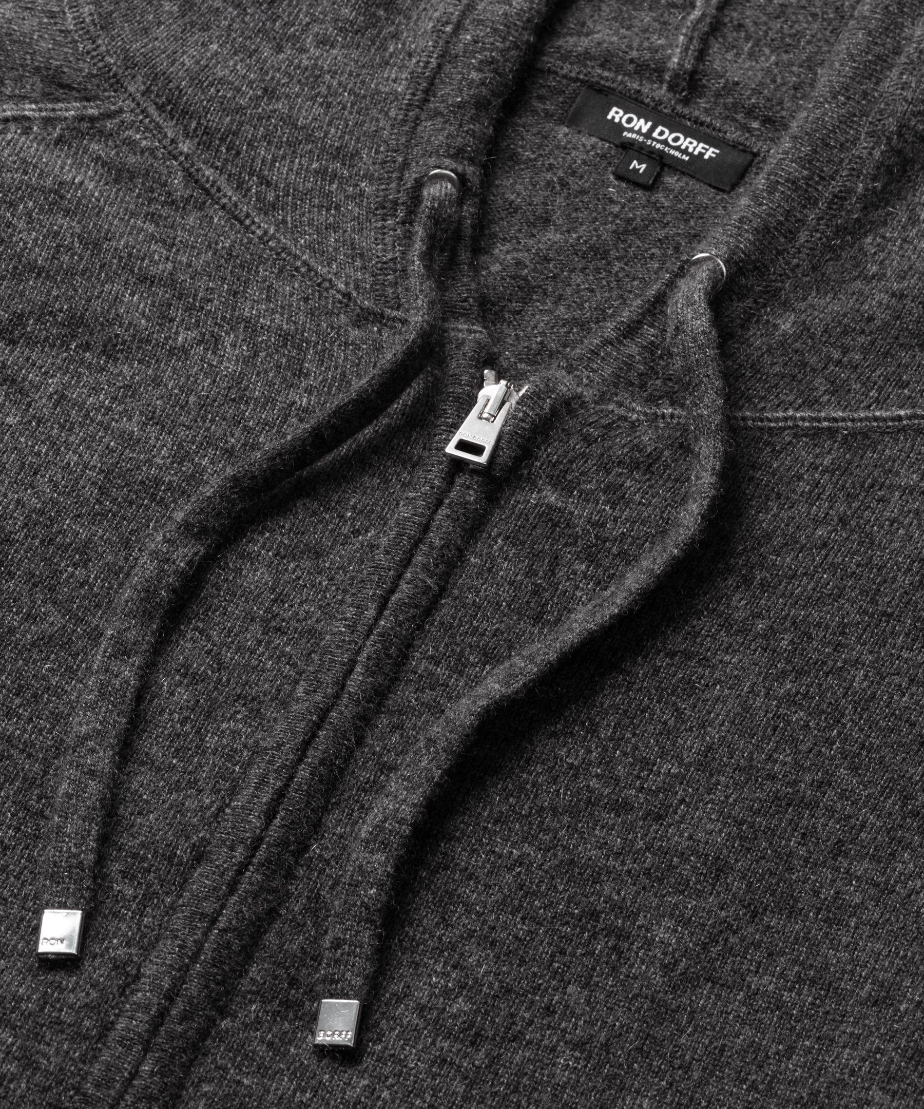 Cashmere Zipped Hoodie: Dark Grey Melange